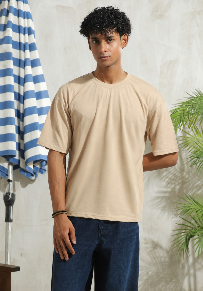Beige Drop Shoulder Tshirt 