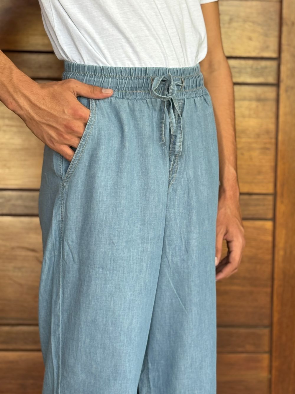 Men's regular fit blue denim kurta pajama with woven fabric and comfortable fit