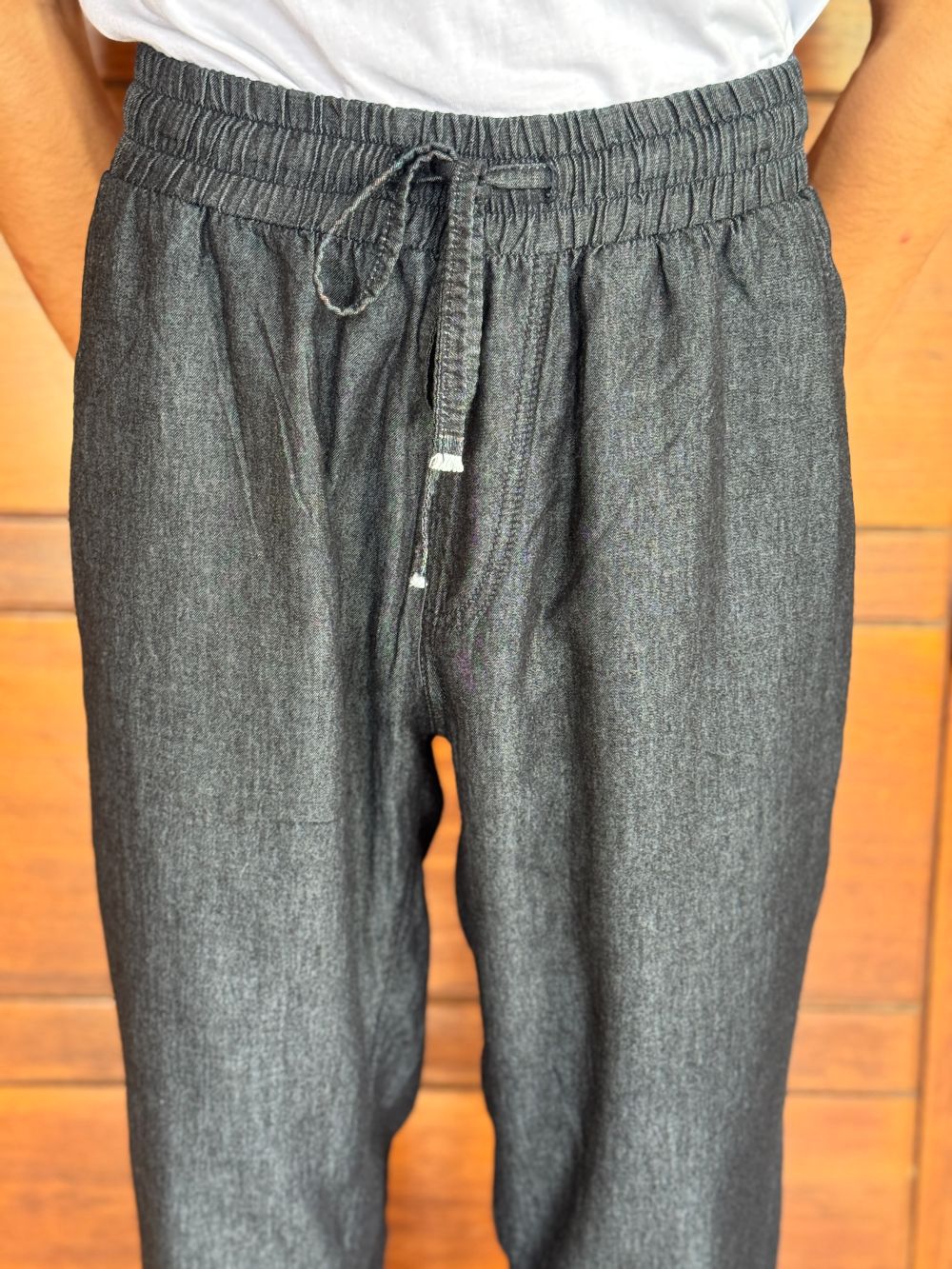 Men's regular fit charcoal denim kurta pajama with woven fabric and full sleeves