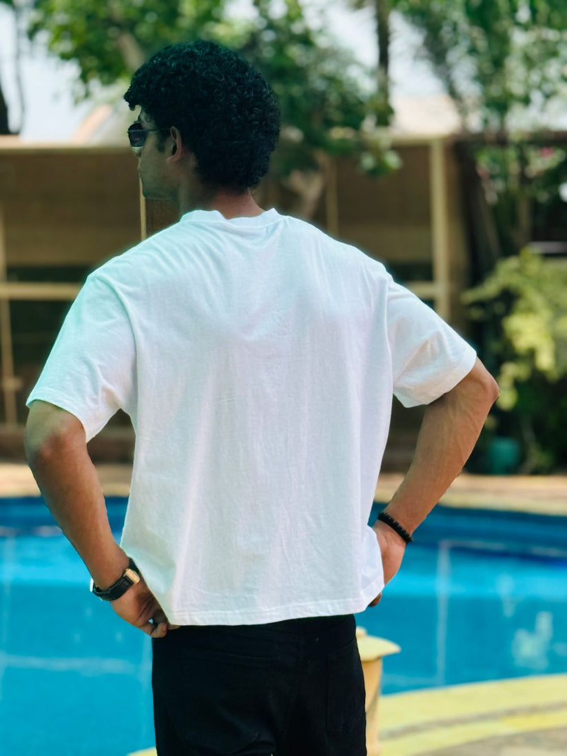 Men's regular fit white crew neck t-shirt with minimalist design