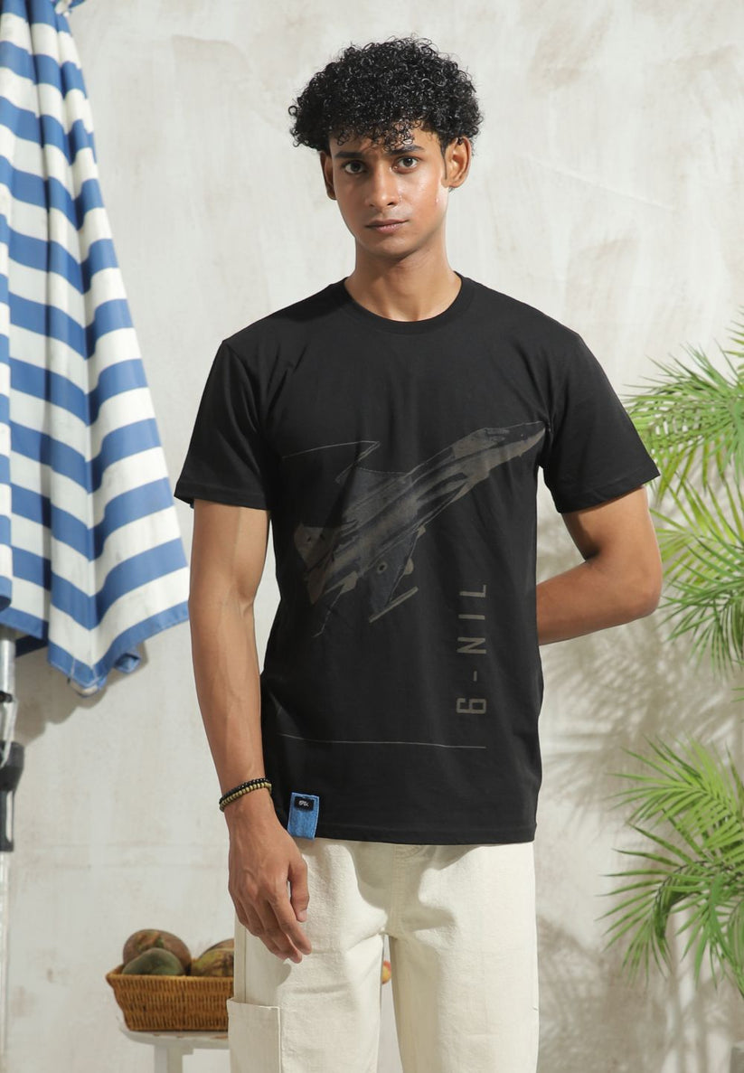Men's relaxed fit black graphic t-shirt with statement print