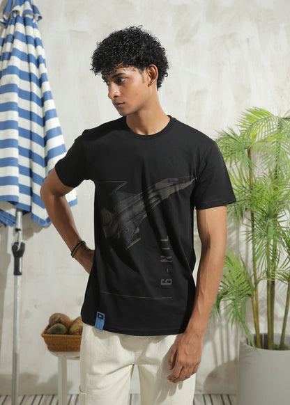 Men's relaxed fit black graphic t-shirt with statement print
