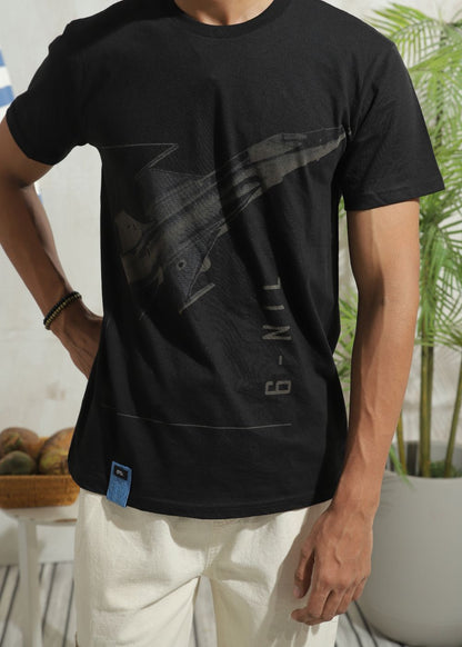 Men's relaxed fit black graphic t-shirt with statement print