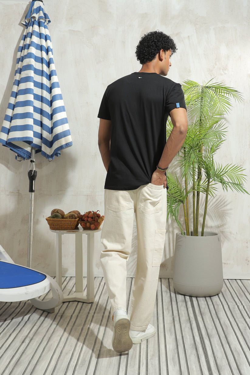 Men's relaxed fit black graphic t-shirt with statement print