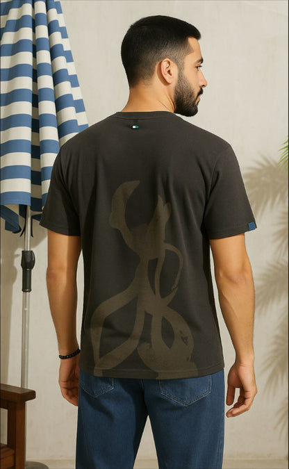 Men's relaxed fit charcoal graphic t-shirt with printed front design