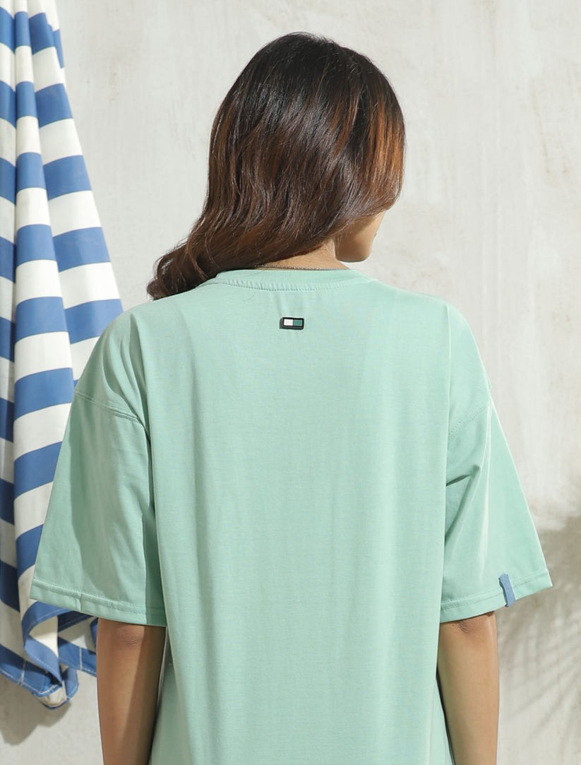 Women's Drop Shoulder T-shirt in Mint Green