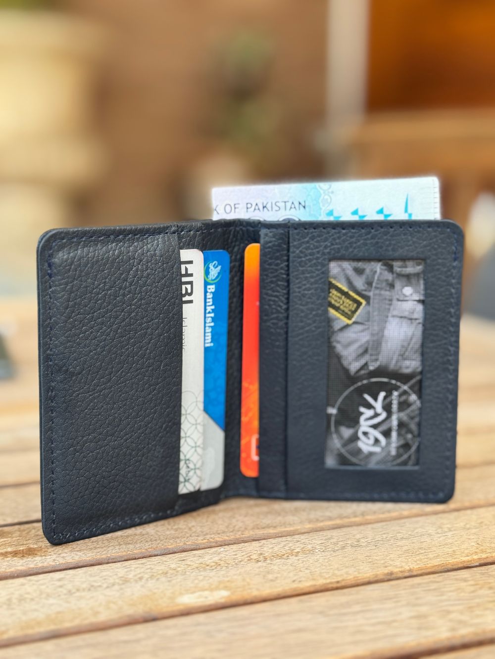 Navy Blue Leather Compact Cardholder  wallet with compact and smart design by 1947 Clothing