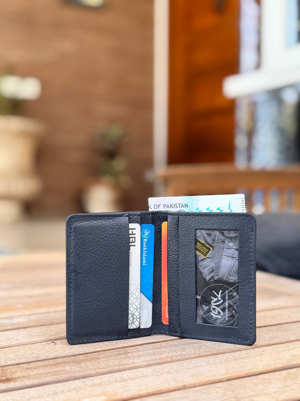 Navy Blue Leather Compact Cardholder  wallet with compact and smart design by 1947 Clothing