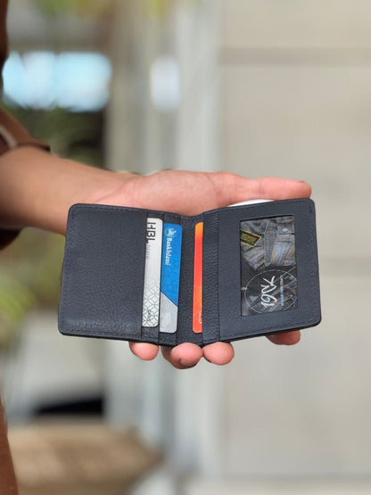 Navy Blue Leather Compact Cardholder  wallet with compact and smart design by 1947 Clothing