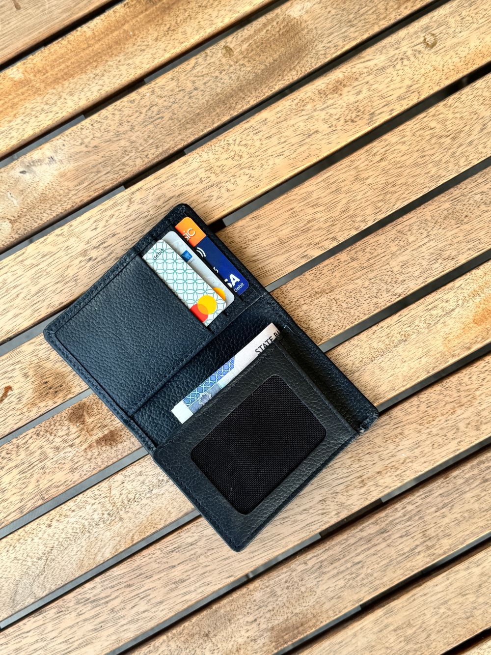 Navy Blue Leather Wallet with Spacious and compact Design by 1947 Clothing