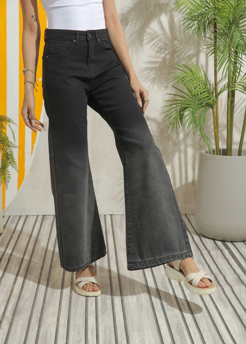 Women's Flare Jeans in Ombre Black 