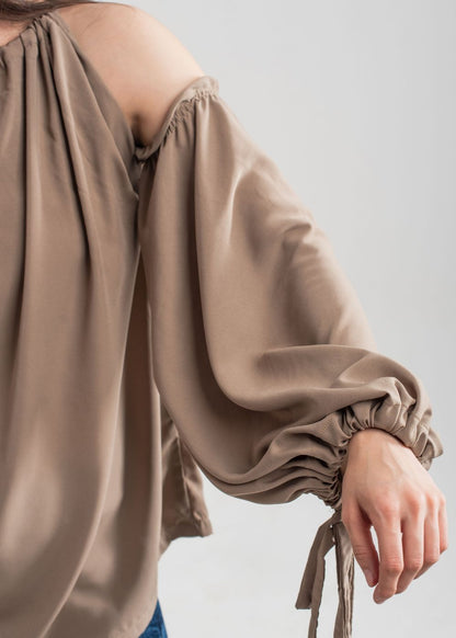 Women's Off-Shoulder Top in Beige