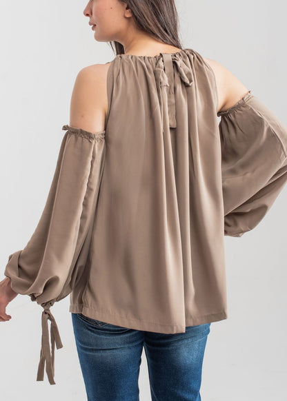 Women's Off-Shoulder Top in Beige