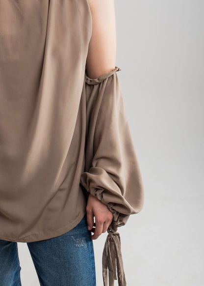 Women's Off-Shoulder Top in Beige