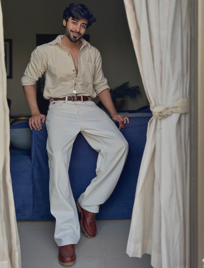 Men’s slim fit white jeans with clean tailored finish