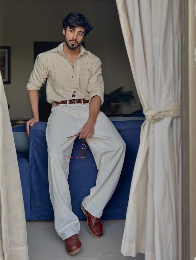 Men’s slim fit white jeans with clean tailored finish