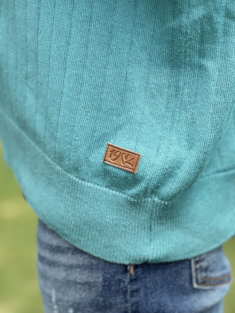 Sea Green Drop Needle Johnny Collar Polo made with 100% Combed Cotton by 1947 Clothing