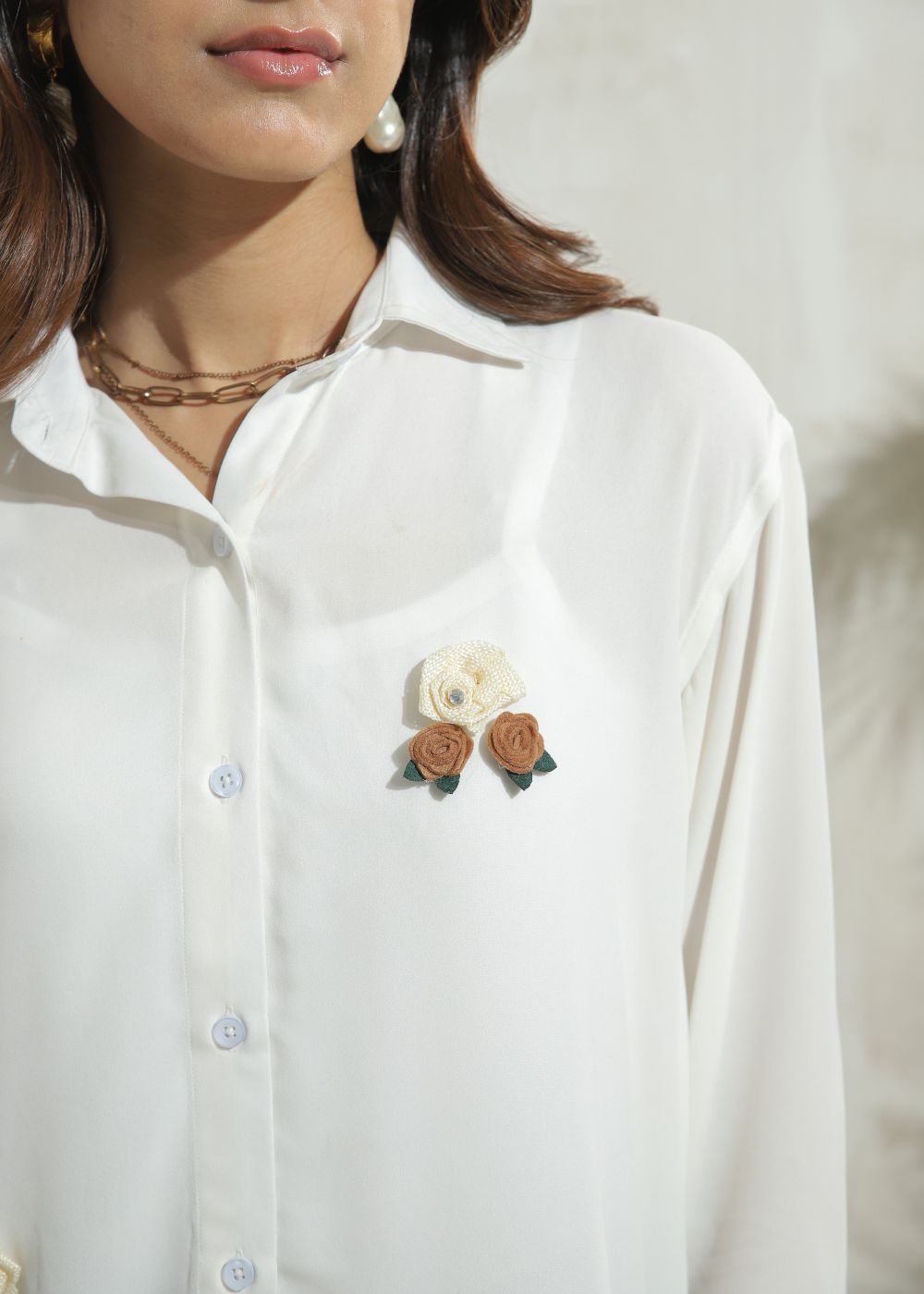 Women's Full Sleeves Shirt in Ivory Featuring a Classic Fit
