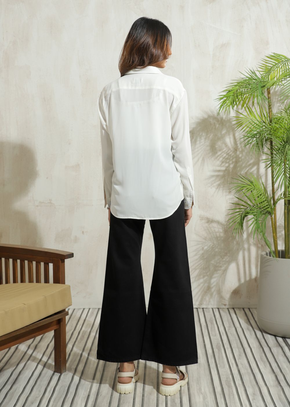 Women's Full Sleeves Shirt in Ivory Featuring a Classic Fit