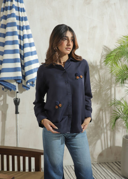 Women's Full Sleeves Shirt in Blue