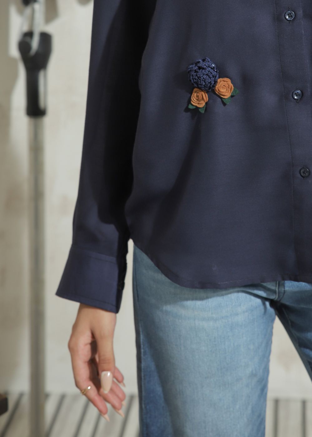 Women's Full Sleeves Shirt in Blue