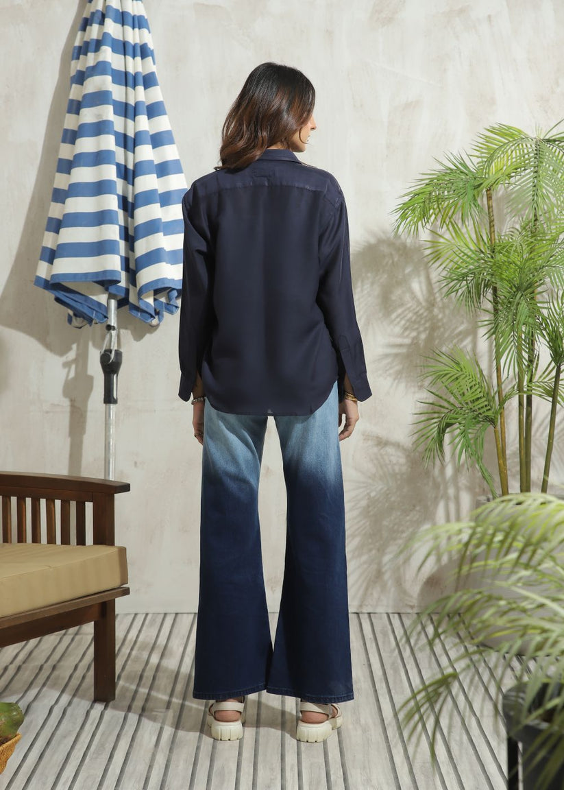 Women's Full Sleeves Shirt in Blue