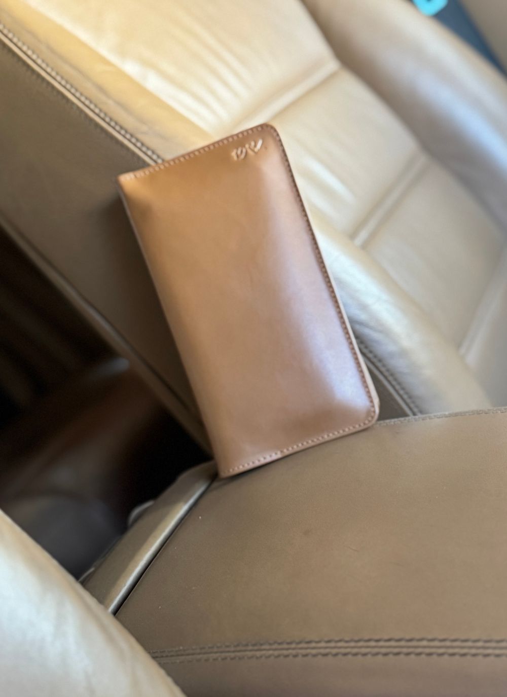 Tan Long Wallet with Spacious Design and can be used as a Phone Holder by 1947 Clothing