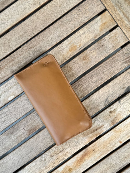 Tan Long Wallet with Spacious Design and can be used as a Phone Holder by 1947 Clothing