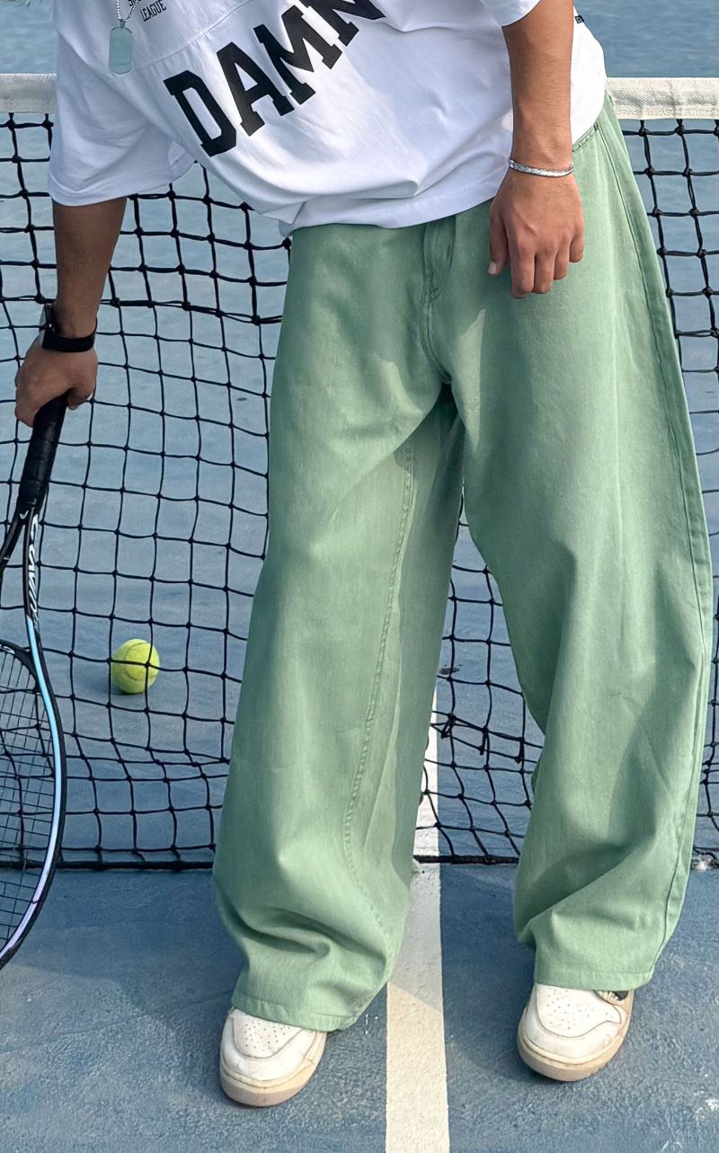 Men's Barrel Fit Jeans in Sage Green by 1947 Clothing