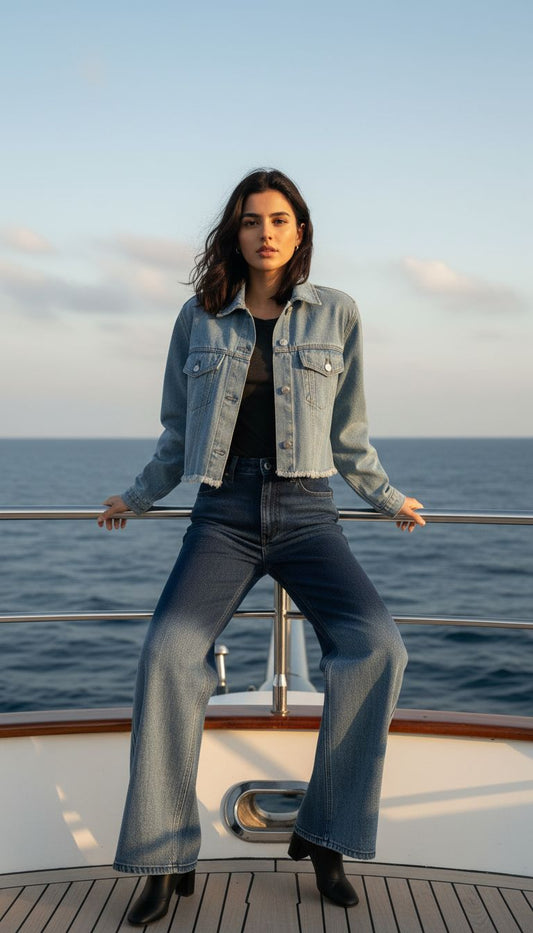 Ice Blue Cropped Jacket