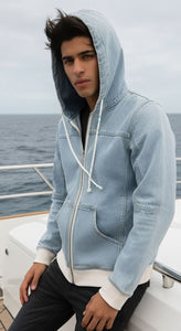 Ice Blue Denim Hoodie-Men