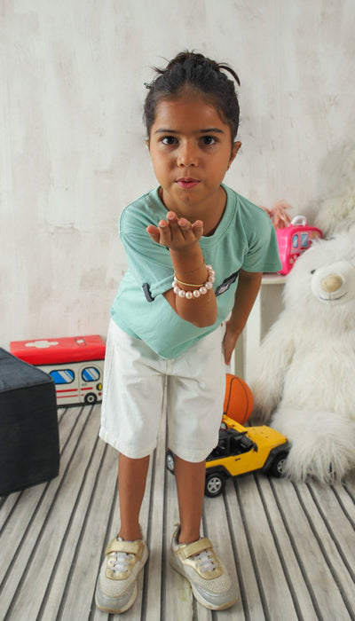 Girls White Denim Shorts