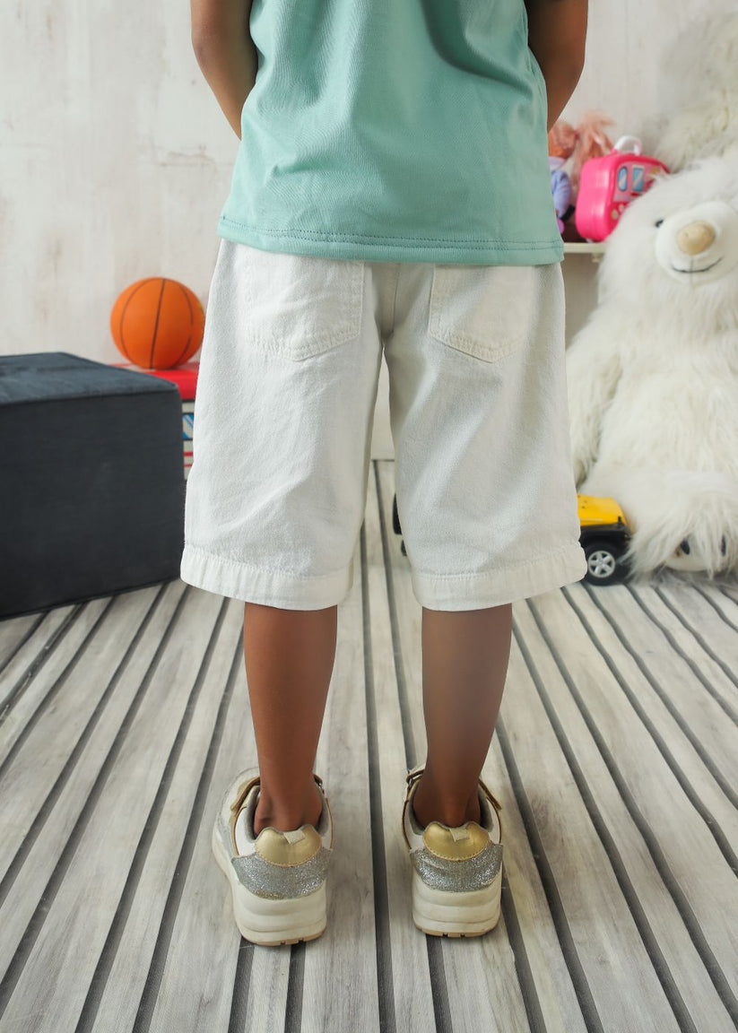 Girls White Denim Shorts