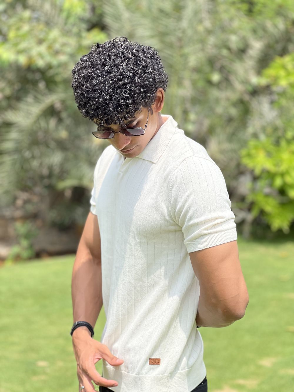 White Drop Needle Johnny Collar Polo made with 100% Combed Cotton by 1947 Clothing