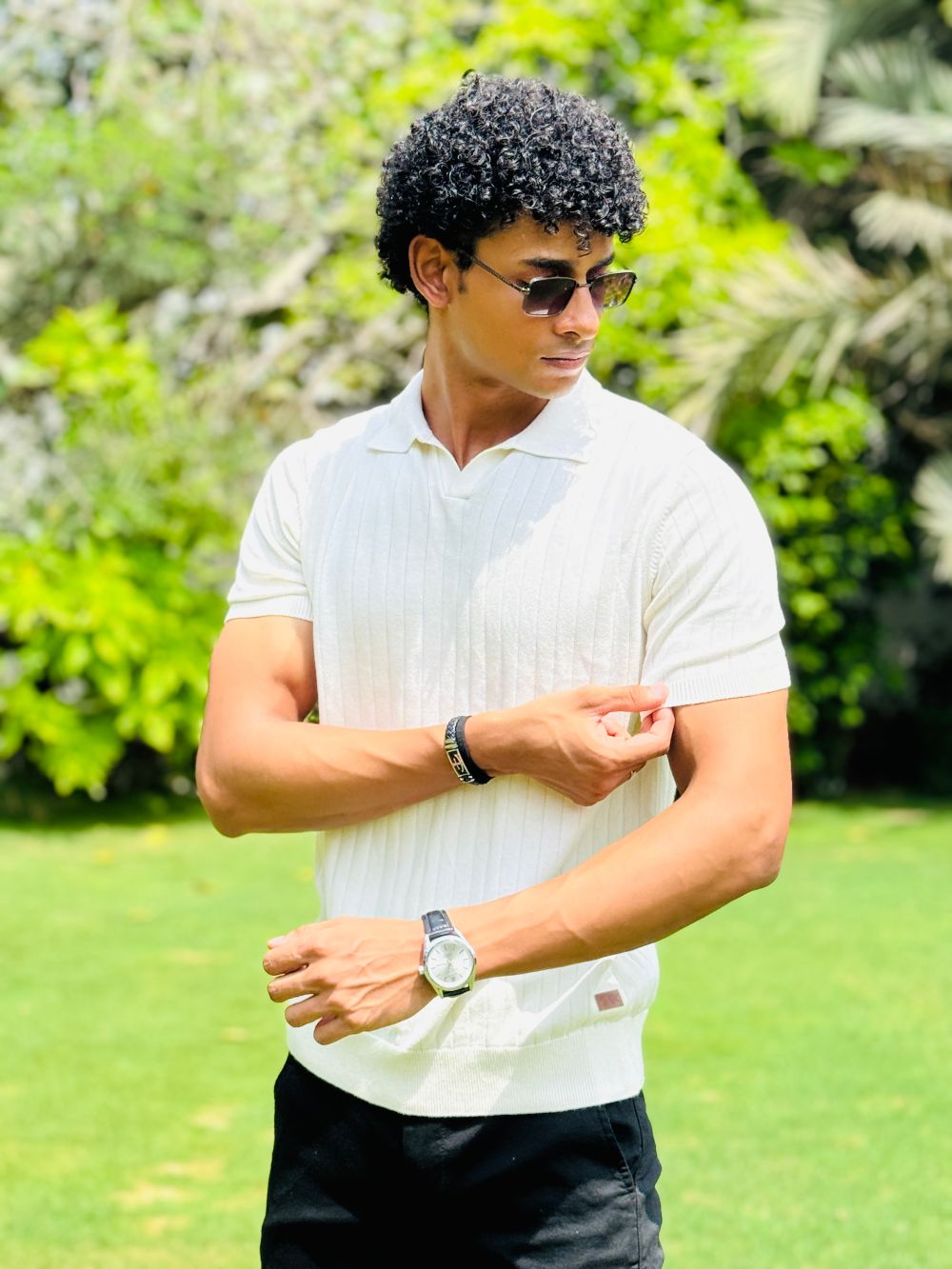 White Drop Needle Johnny Collar Polo made with 100% Combed Cotton by 1947 Clothing