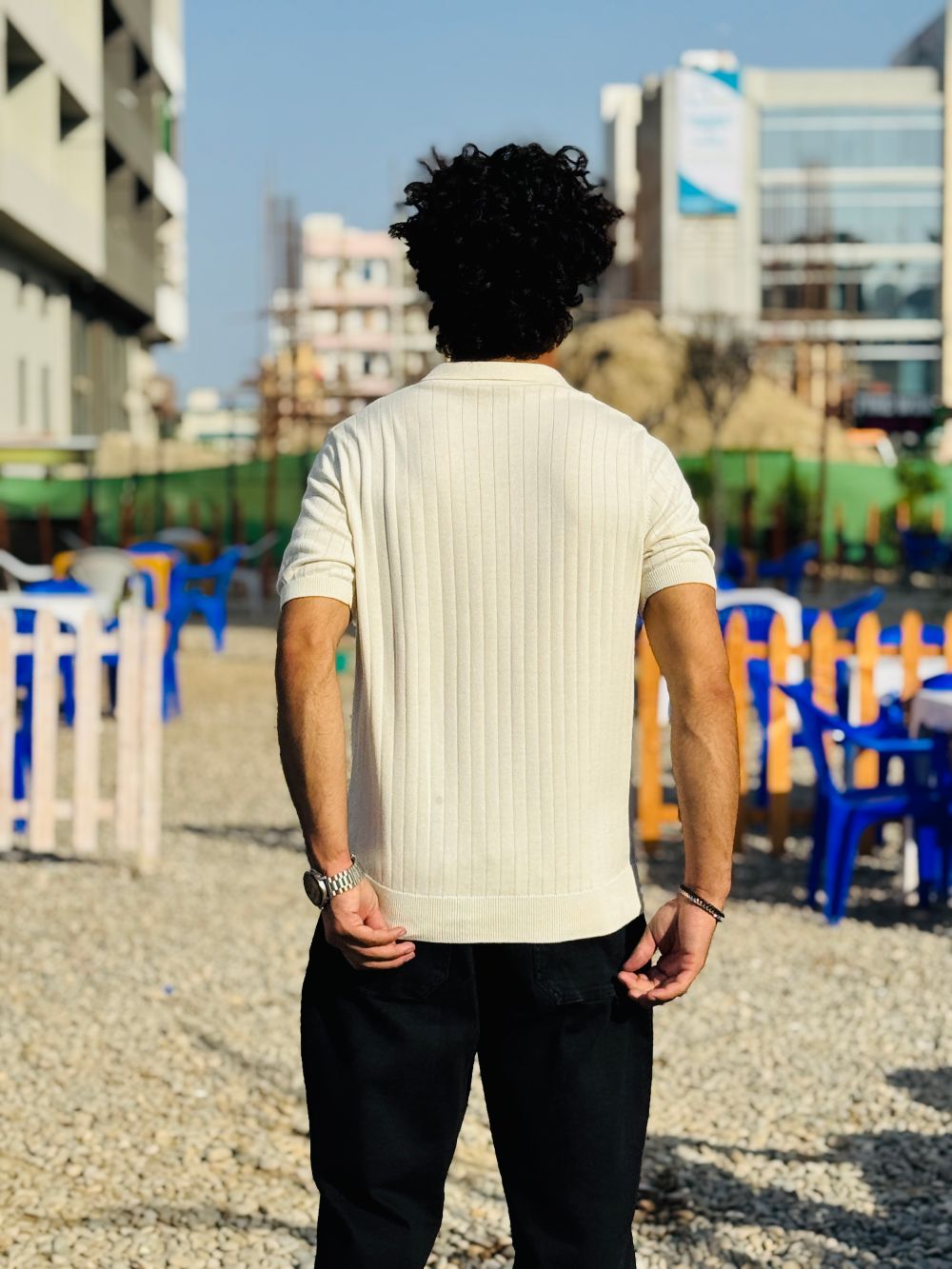 White Drop Needle Johnny Collar Polo made with 100% Combed Cotton by 1947 Clothing