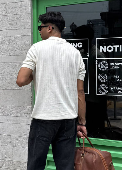 White Drop Needle Polo Men 
