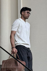 White Drop Needle Polo Men