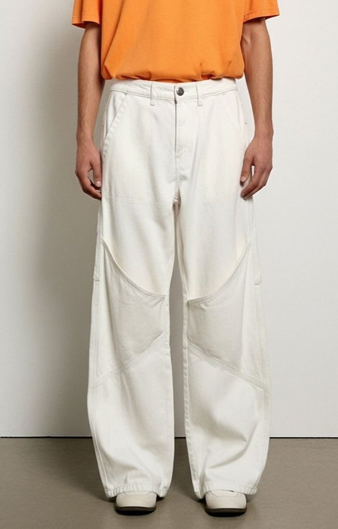 White Patchline Jeans