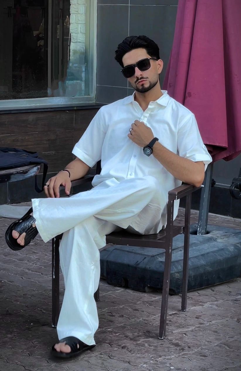 White Relaxed Light Weight Coord Set 