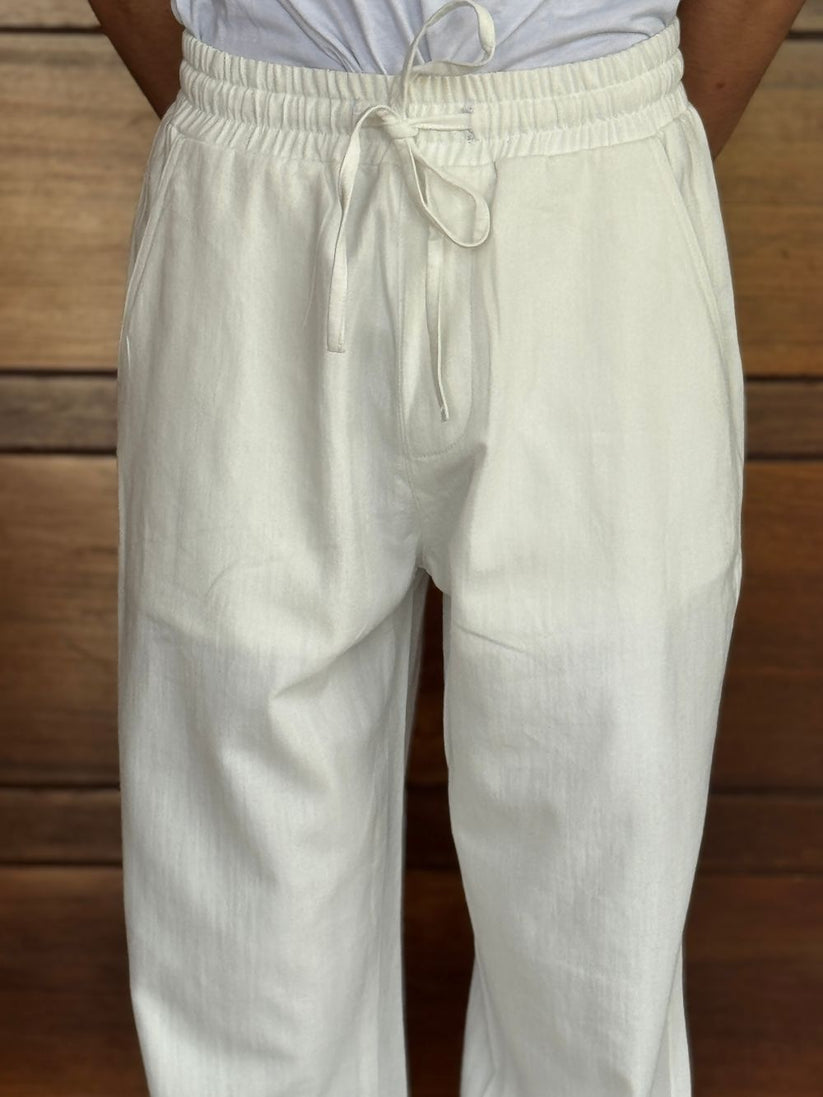 White Relaxed Trouser made from light weight denim fabric by 1947 Clothing