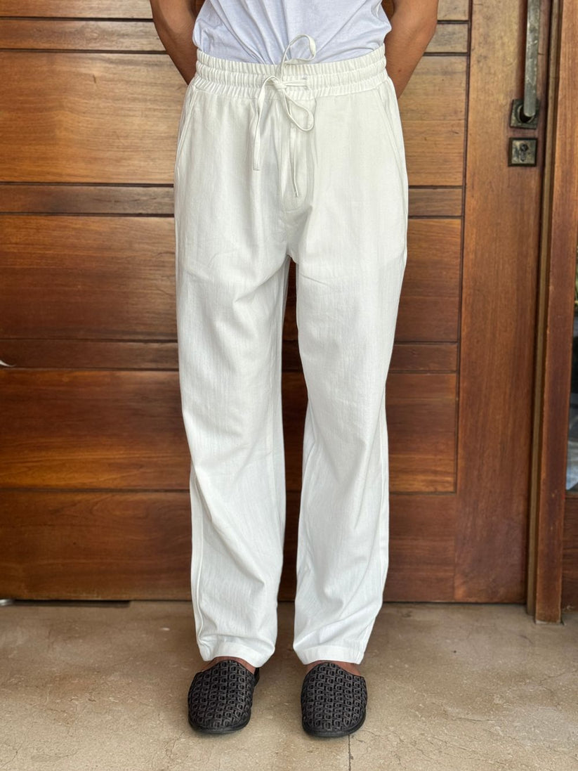 White Relaxed Trouser made from light weight denim fabric by 1947 Clothing