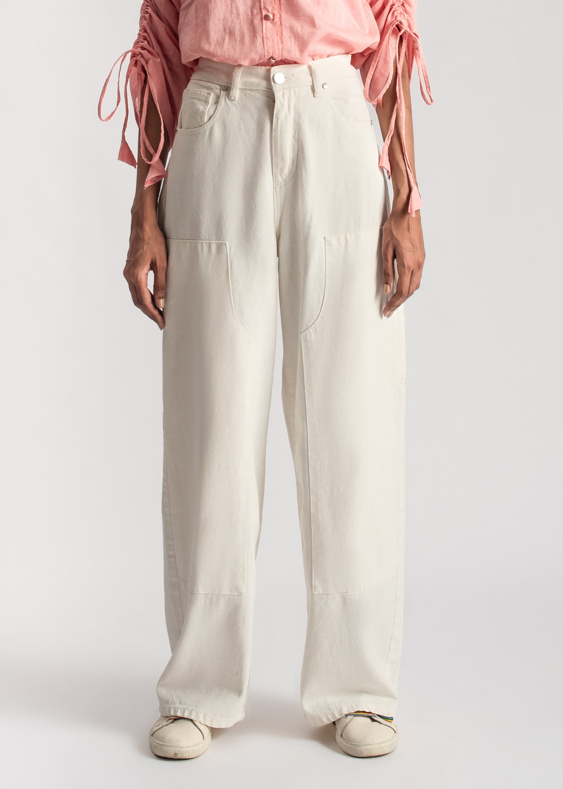 Women's White Skater Jeans in relaxed, loose-fitting style