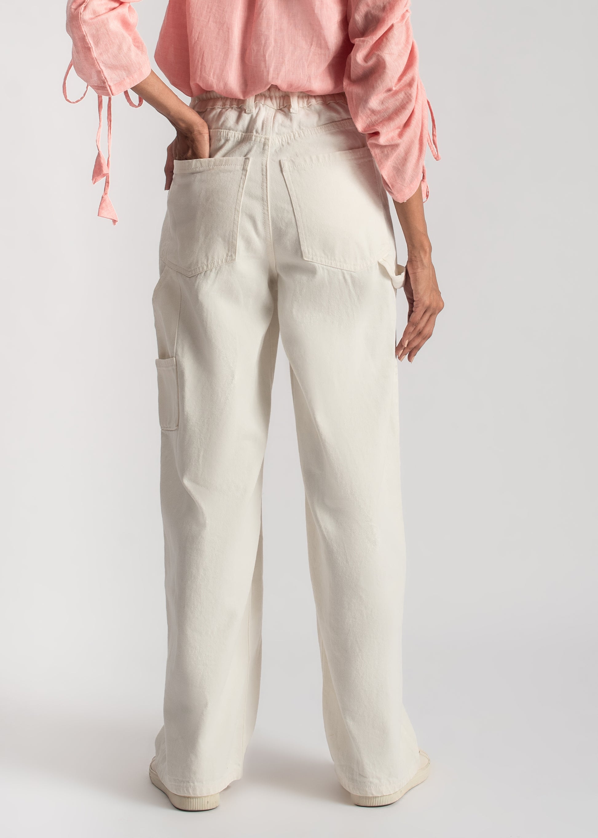 Women's White Skater Jeans in relaxed, loose-fitting style