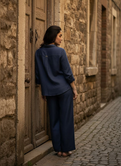 Blue Gold Relaxed Coord Set