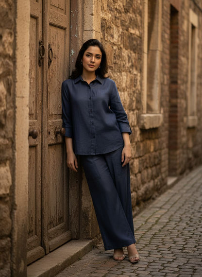 Blue Gold Relaxed Coord Set