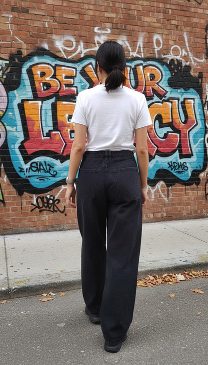 Women's Skater Jeans in Black with Ruffles