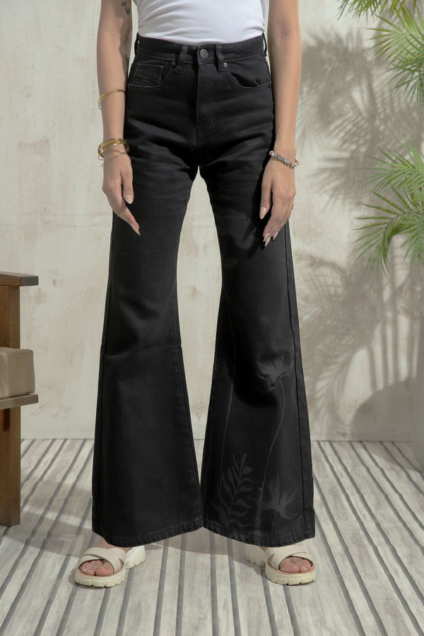 Graphic Black Flare Jeans