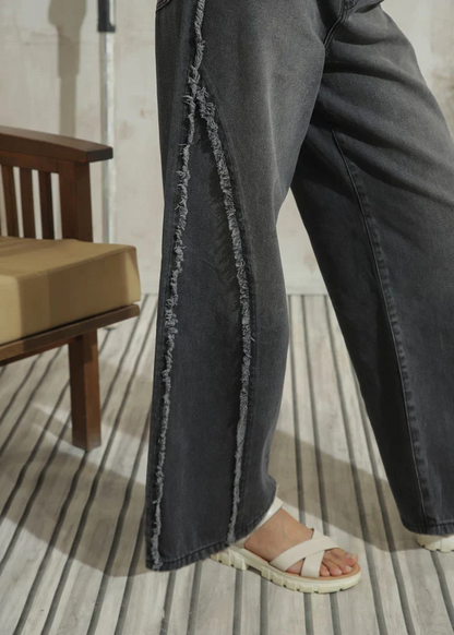 Women's Skater Jeans in Grey with Ruffles