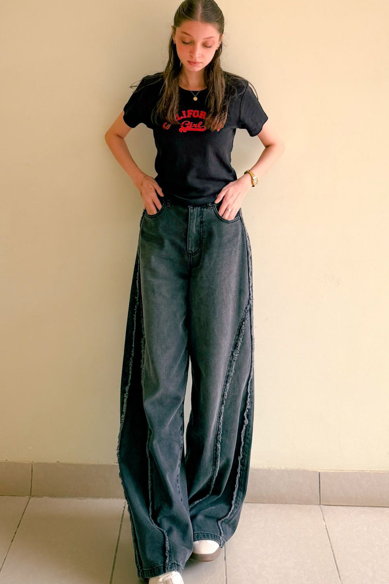 Grey Ruffle Skater Jeans